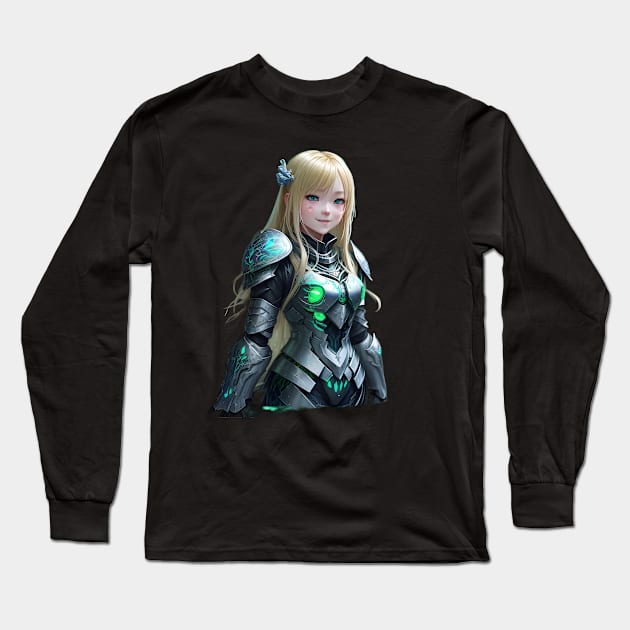 Smiling Anime Girls In Armor Long Sleeve T-Shirt by JayDs Shop